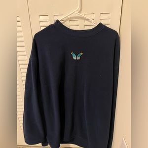 Navy Sweatshirt with Blue Butterfly